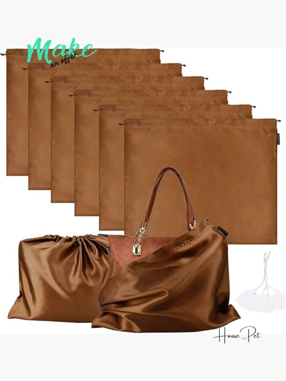 6 Pack Silk Dust Bags for Handbags Purses Shoes Travel Storage Pouch Drawstring